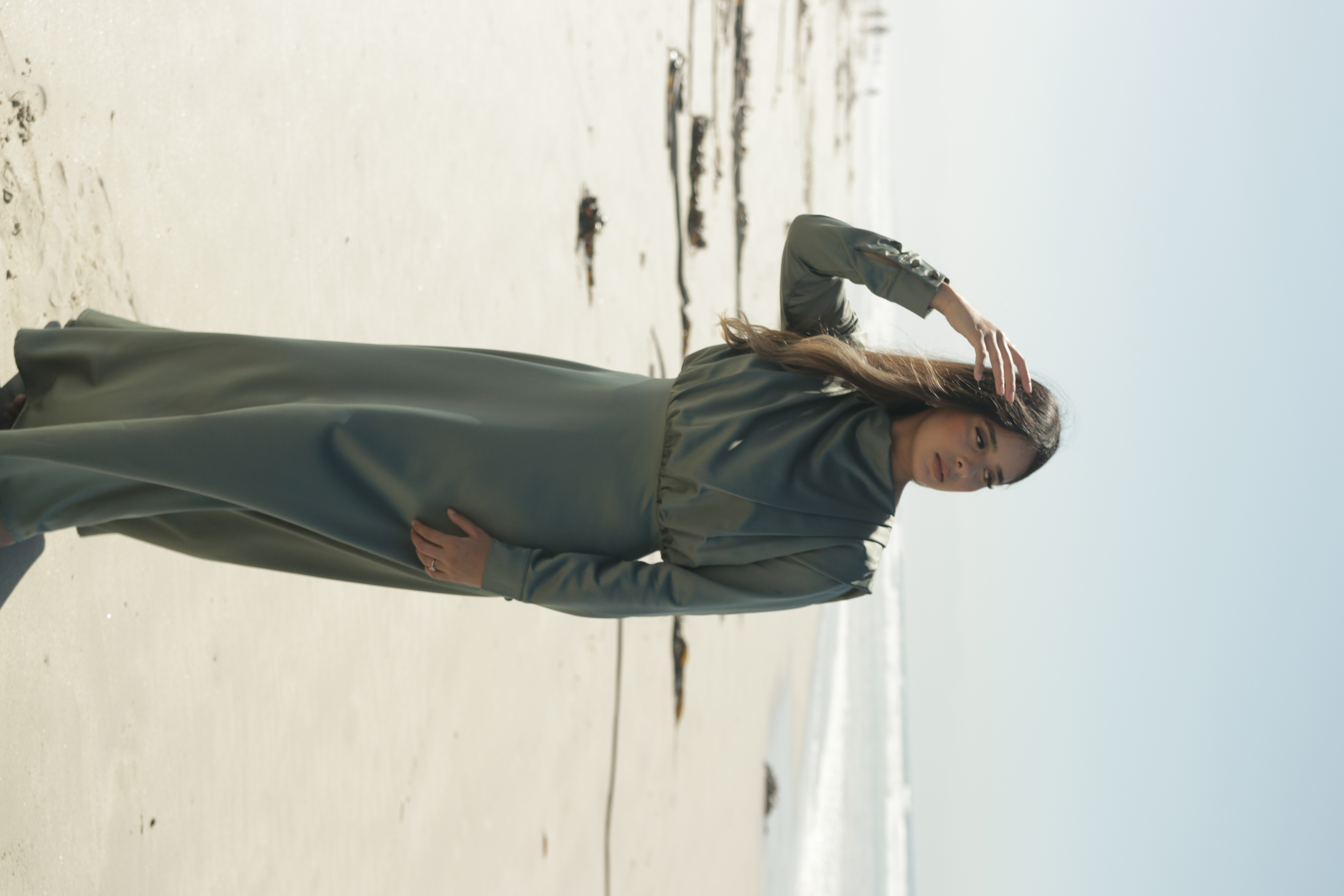 ALLEGRA SATIN DRESS OLIVE