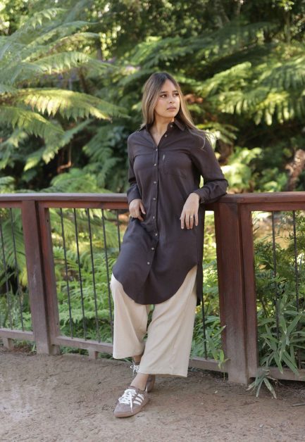 ARBOR SHIRT LINEN BLEND DARK BROWN