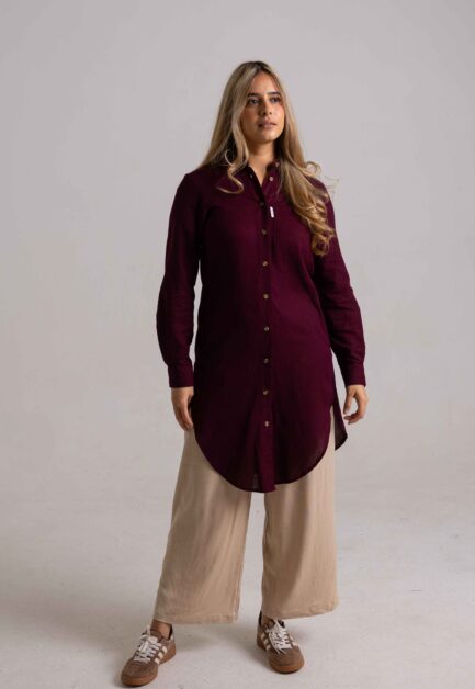 ARBOR SHIRT LINEN BLEND BURGUNDY